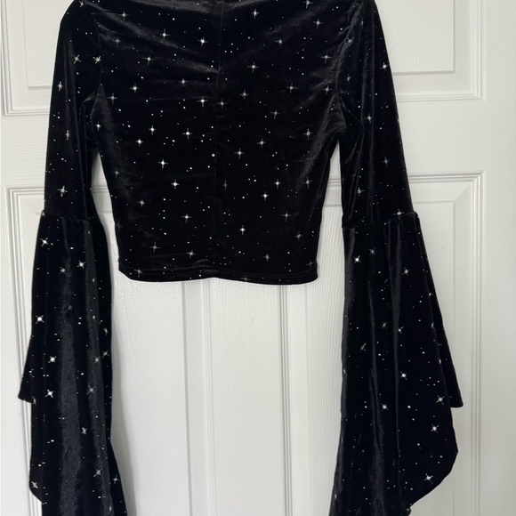 Cider -Black Starry Velvet Top with Bell Sleeves - Picture 4 of 5